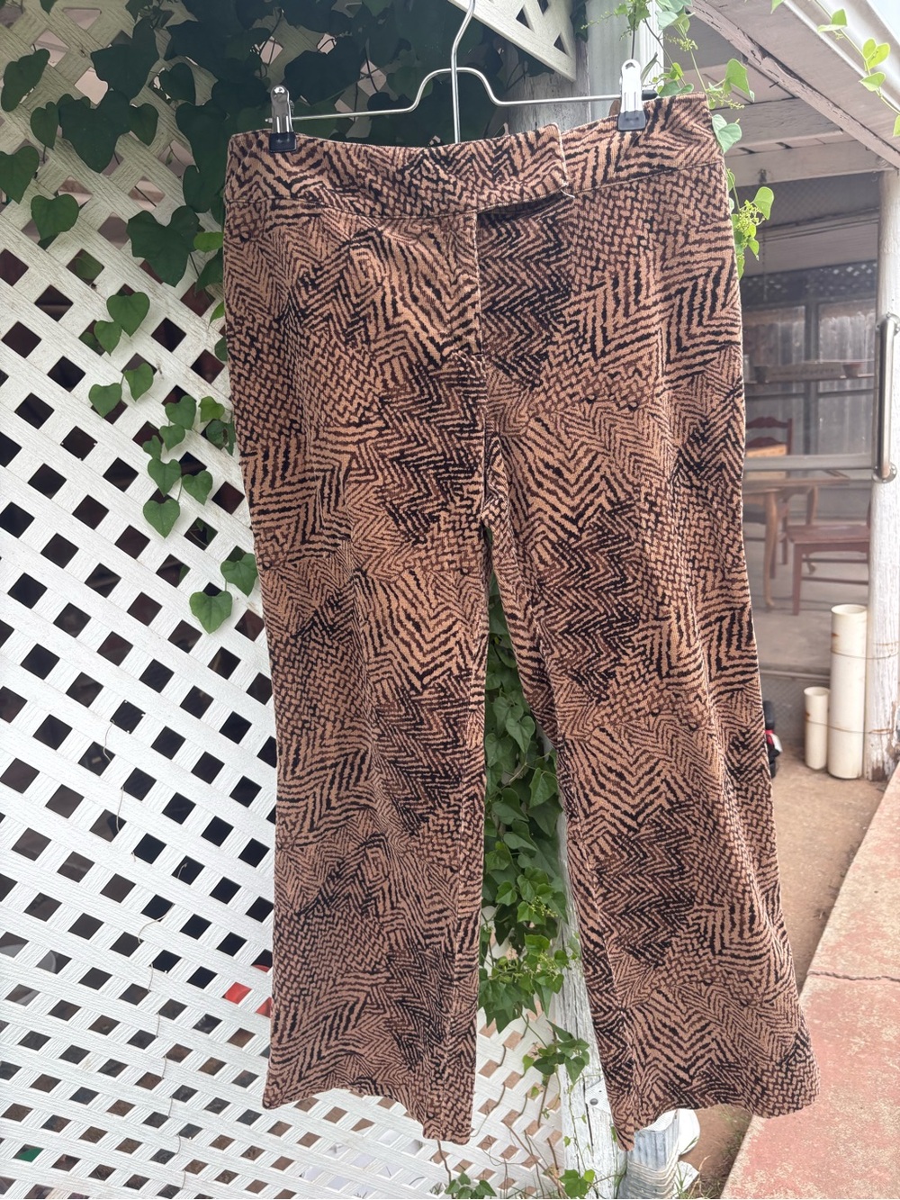 Harold's Brown & Black Corduroy  Geometric Wide-Leg Pants